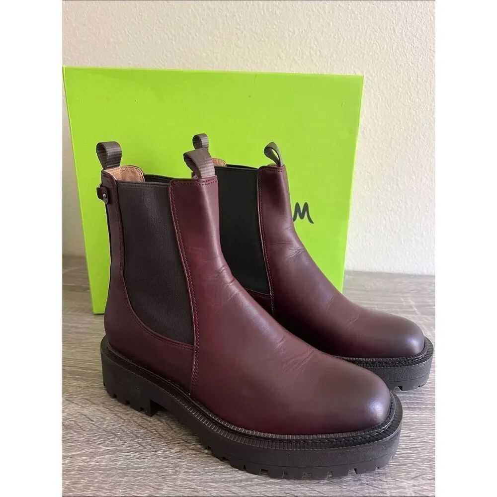 Sam Edelman Women's Laguna Burgundy Chelsea Boots Leather Ankle Boot 7M - Picture 2 of 9